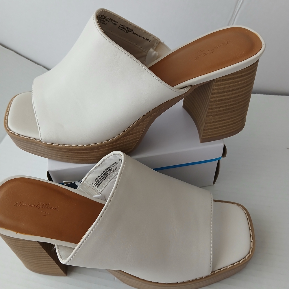 Universal Thread White Open-Toe Platform Mule Hee… - image 6